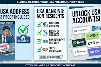 usa bank creation, USA physical address and proof of address for non residents