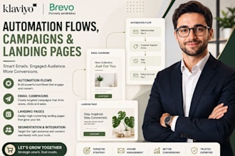 build automation flows campaign and landing page for klaviyo brevo