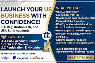 do USA bank account creation for USA llc owners, llc registration, ein number