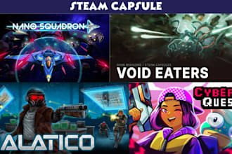 design sci fi or cyberpunk steam capsule art, game key visuals, character art