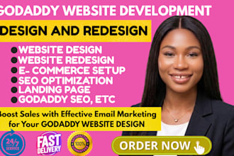 design and redesign godaddy website, godaddy ecommerce, godaddy builder