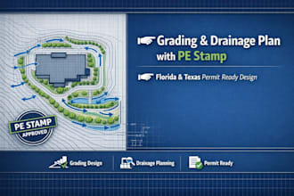 design grading and drainage plan with pe stamp for florida texas permits