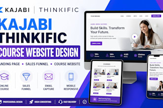 design kajabi online course thinkfic website landing page salesfunnel design