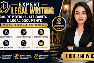 provide legal writing, court motion, affidavit writing, legal research