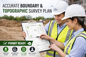provide boundary and topo survey plan with pe stamp USA