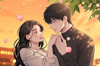draw professional graphic novel webtoon comic page anime manga from your script