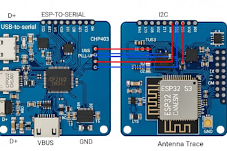 design compact esp32 s3 pcb with usb i2c and production files