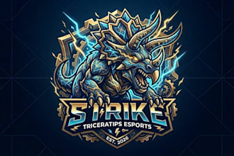 make unique triceratops mascot logo for your brand