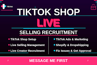 setup tiktok shop live account handle live selling and creator recruitment
