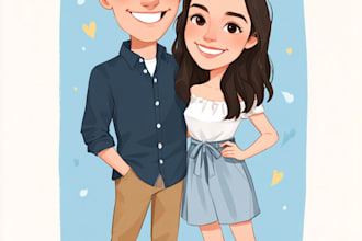 create a digital cartoon caricature or a couple caricature