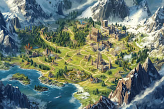 make a fantasy map illustration for map