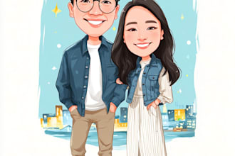 do couple caricature illustration for you