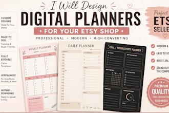 design digital planners for etsy, goodnotes, and canva