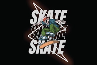 design high quality skateboard mascot logo with unlimited revision