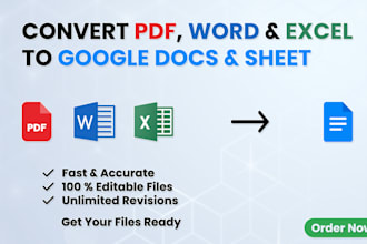 convert PDF and excel to google docs and sheets