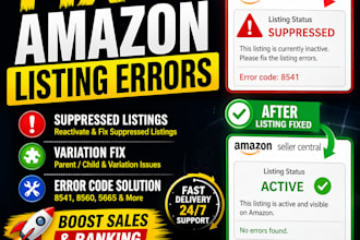 fix amazon listing errors, suppressed listings and variation issues