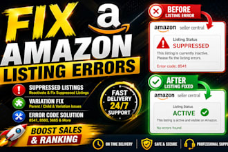 fix amazon listing errors, suppressed listings and variation issues
