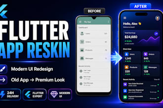 reskin your flutter app or android app with a clean modern UI