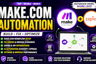 setup make com ai automation fix make com automation workflow zapier expert