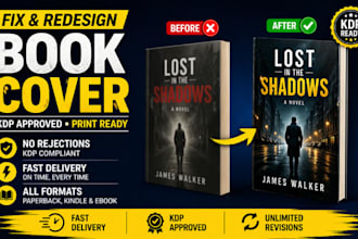 do book cover design, fix cover, redesign book cover, kdp book cover design