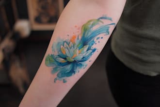 design a stunning watercolor tattoo with artistic flair