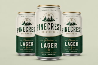 design premium can label, beer can label, bottle label, beverage packaging