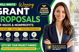write grant proposals for ngos in education, health and youth programs worldwide