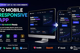 convert lovable base44 website to ios android app  capacitor, supabase webview