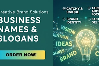 create unique business names and catchy slogans for your brand