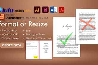 format or resize book cover for amazon kdp, lulu ingram spark affinity publisher