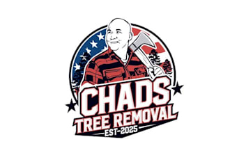 design all american amazing logo for chads tree removal