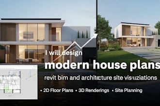 design modern house plans, revit bim and architecture site visualizations