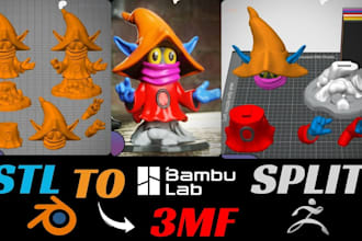 add color split 3d model convert stl to 3mf file for bambu lab multicolor print
