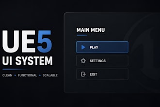 design clean and professional ue5 UI system