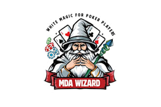 design white wizard poker themed logo