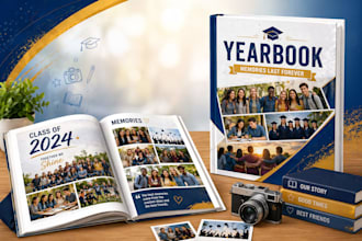 design school yearbook or memory memoir photo book tribute, ads, company profile