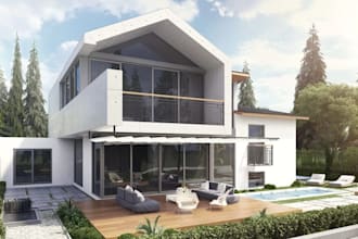 create photorealistic architectural 3d exterior and interior rendering for house