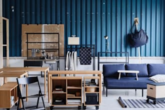 exclusive house exterior 3d rendering, modern interior design and ikea furniture