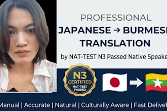 provide high quality japanese to burmese translation
