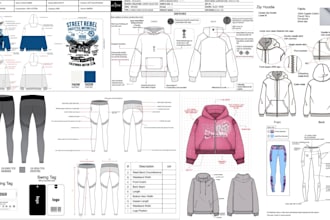 do 3d tech pack for clothing apparel garments, merchandise, hoody, yoga mockups