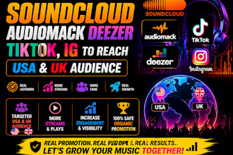 promote music on soundcloud audiomack deezer tiktok, ig to reach USA UK audience