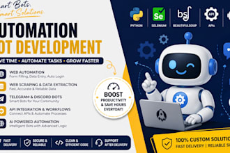 develop python automation, web scraping and bot, selenium, replit, api, crawler