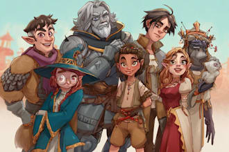 design a dnd party art and group art for you
