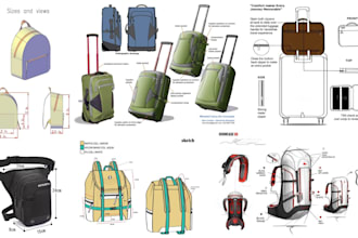 design your backpack, handbag, bag, wallet, and luggage, and make a tech pack