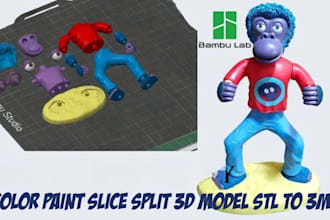add color 3d model convert stl to 3mf split part paint ready for multicolor ams