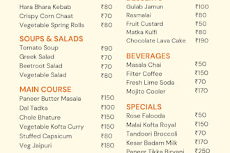 design professional hotel and restaurant menu cards