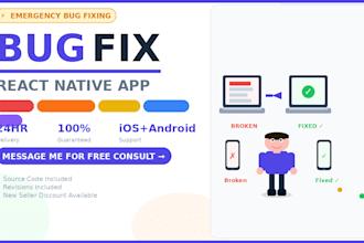 fix bugs and improve UI in your react native app within 24 hours