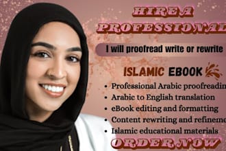 write or rewrite your islamic ebook, arabic book proofreading, arabic to english