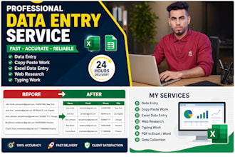 do data entry, copy paste, excel work and web research