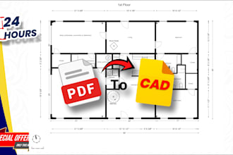 convert PDF to cad conversion and floor plan redrawing PDF to dwg